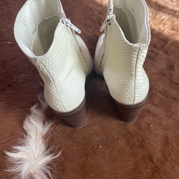 Chic Cream Snakeskin Boots - Picture 3 of 6